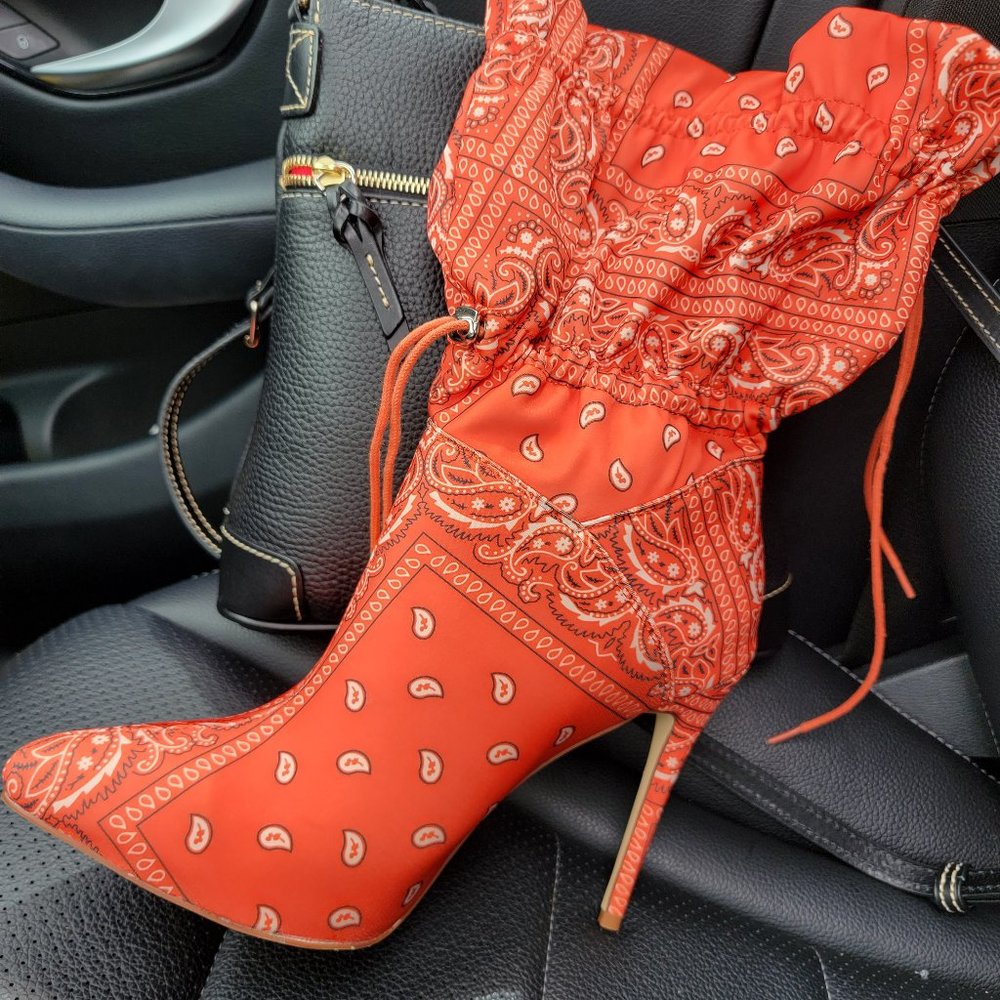 Bandana Print High Heeled Boot
